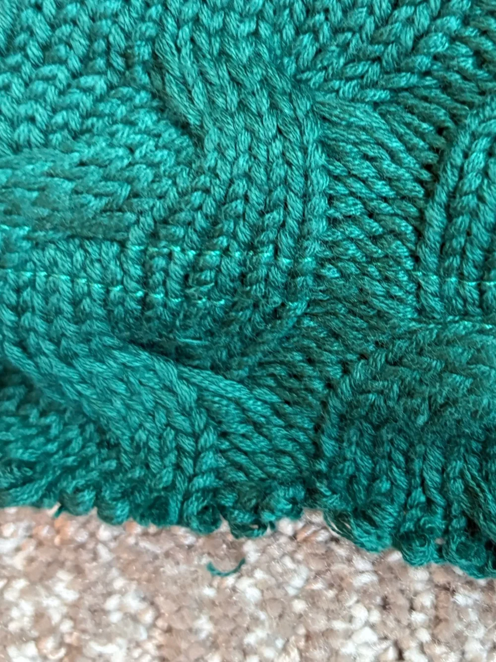 Fate Emerald Green Cable Knit Cowl Raw Hem Sweater Dress | Size L